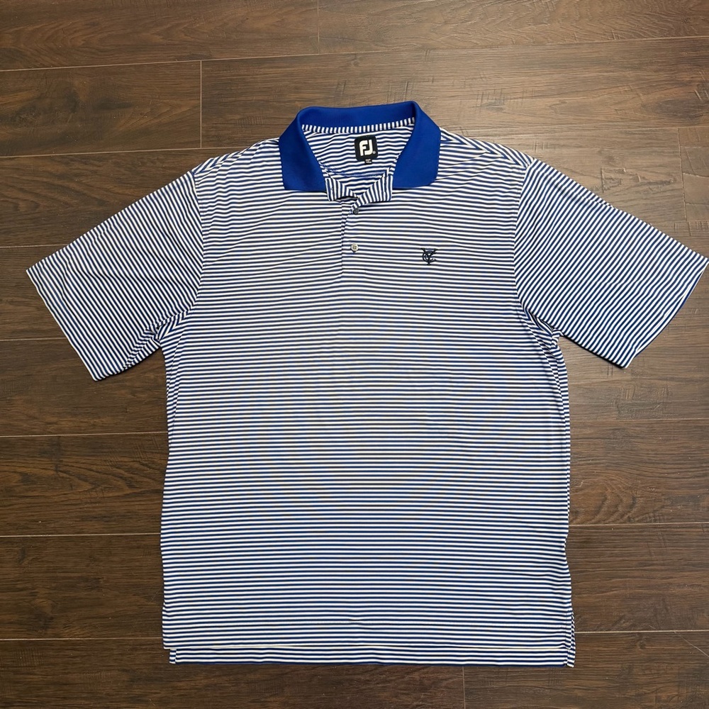 FootJoy FJ Mens XL Blue Stripped Golf Polo Yellowstone Country Club